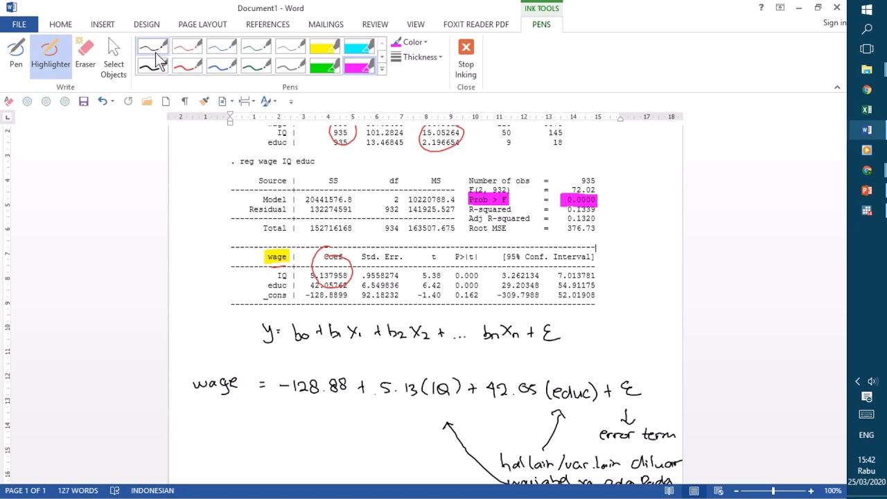 Regresi Linier Berganda + STATA
