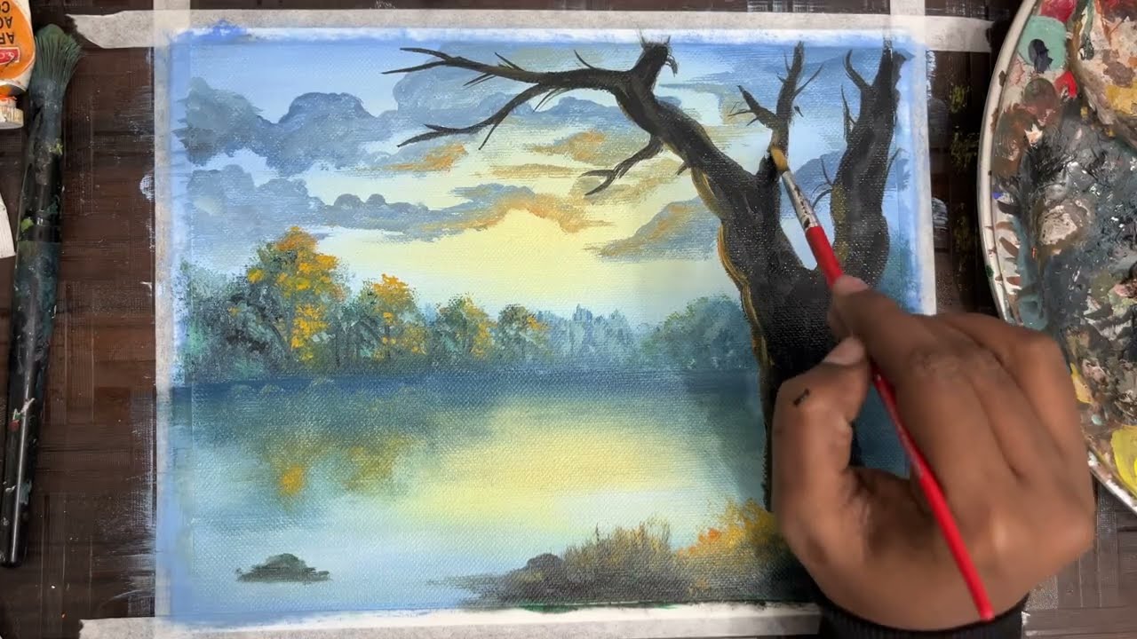 Beautiful sunset acrylic painting 🎨