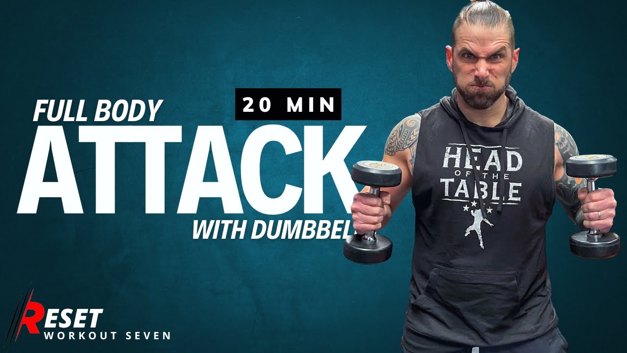 20 Min Attack Full Body Workout With Dumbbells | Let's sweat | Day 7