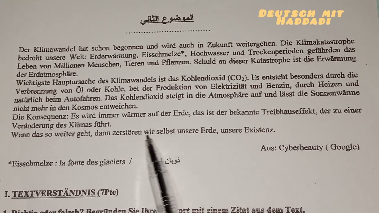مراجعة شاملة مع حل موضوع بكالوريا/ موضوع فرض للفصل الثاني الثالثة ثانوي لغة ألمانية
