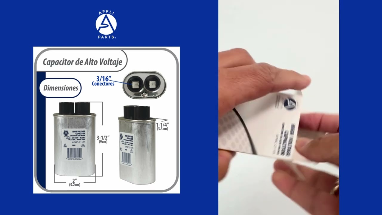 Condensador de Alto Voltaje para Microondas | Appli Parts APMC-21105 | Repuesto Universal 2100V
