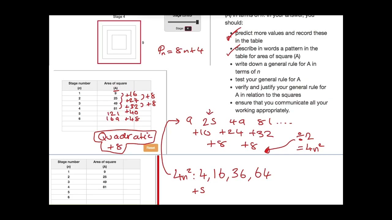 MYP maths e-assessment standard investigation question November 2020 30 marks