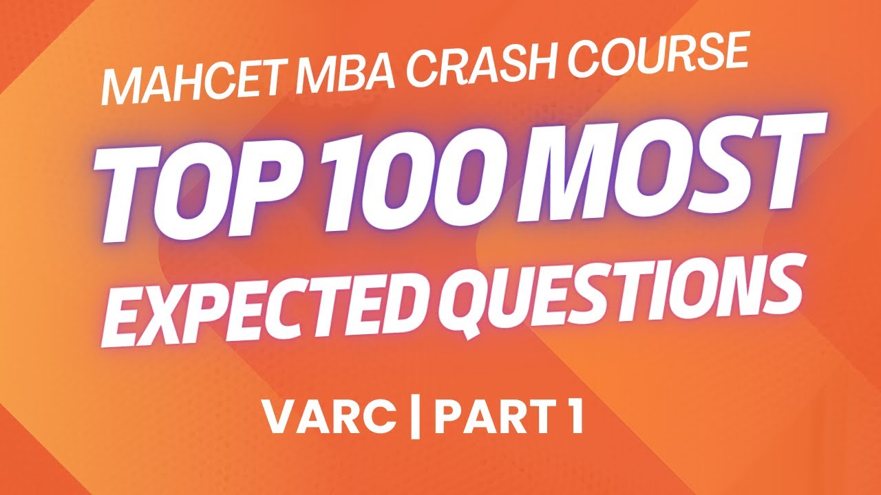 100 Most Expected MAH CET MBA VARC Questions | CET MBA 2025 | Part 1 | MBA CET VARC #mahcet2025