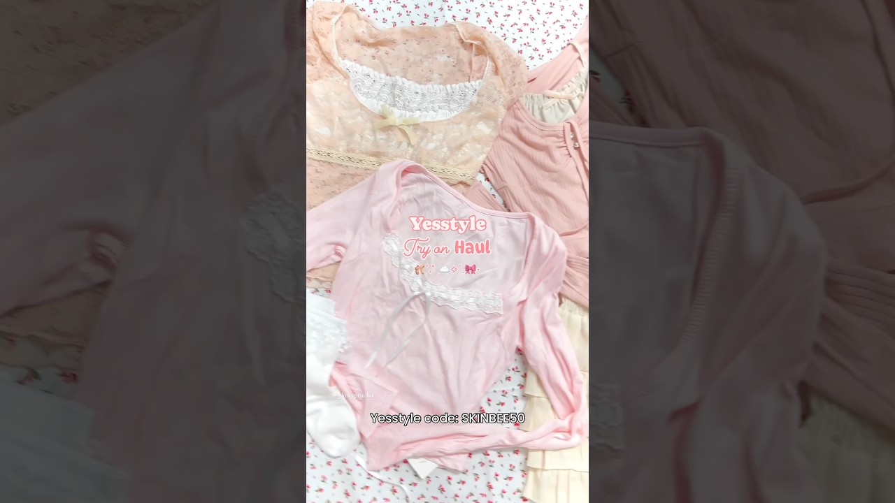 Yesstyle coquette try on clothing haul 🎀 #yesstyle #kpop #shortsviral #clothinghaul #coquette