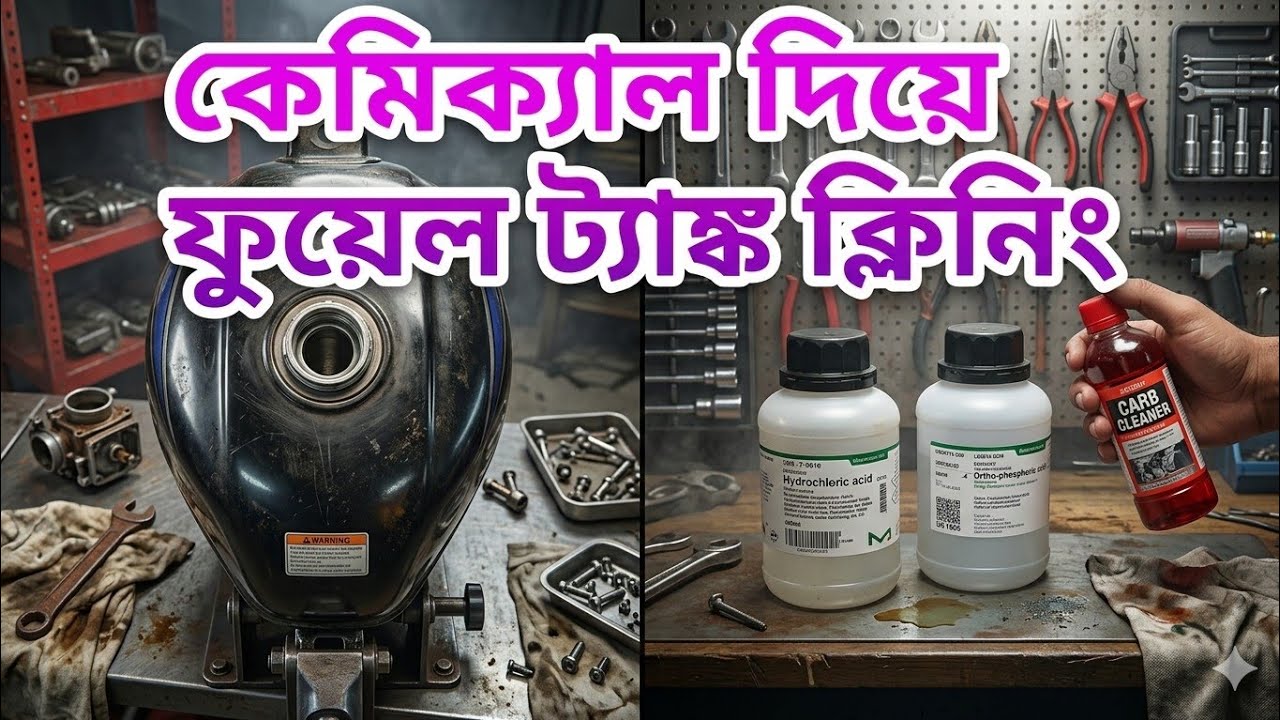 Motorcycle এর তেলের ট্যাঙ্ক এর জং ক্যামিক্যাল দিয়ে কিভাবে সহজে পরিষ্কার করলাম দেখুন