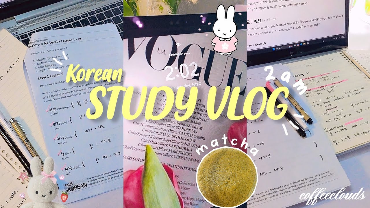 2AM Productive Study Vlog ☕ | Korean Language, Matcha Making, To-Do List, Cozy Aesthetic ✨