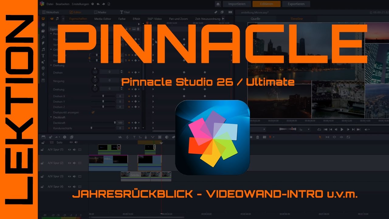 Pinnacle Studio 26 - Videowand-Intro mit Videos unterschiedlichen Auflösungen + Design-Tipps