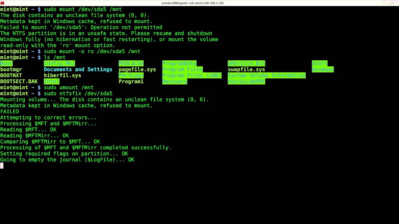 Mounting Windows Partition that is in hibernation or fast restart in Linux Tech Tip