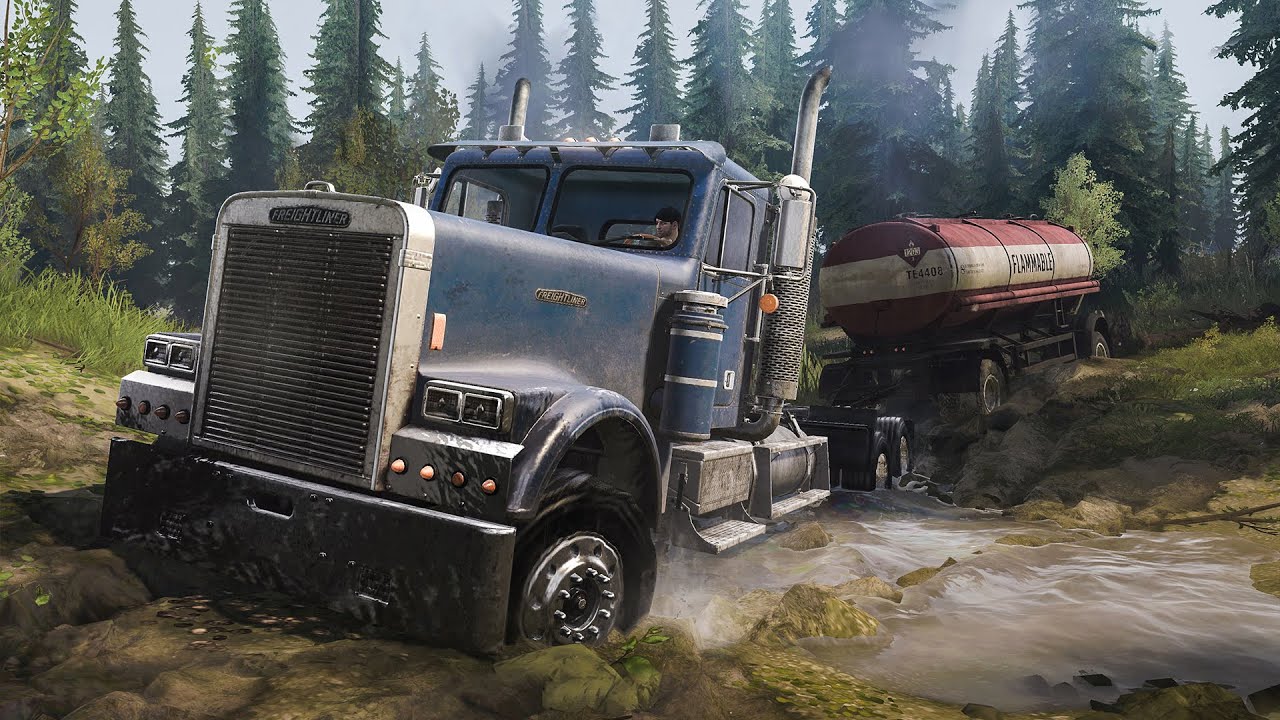 Trying this new truck game with a wheel & pedals with friend (For us atleast) - Mudrunner.