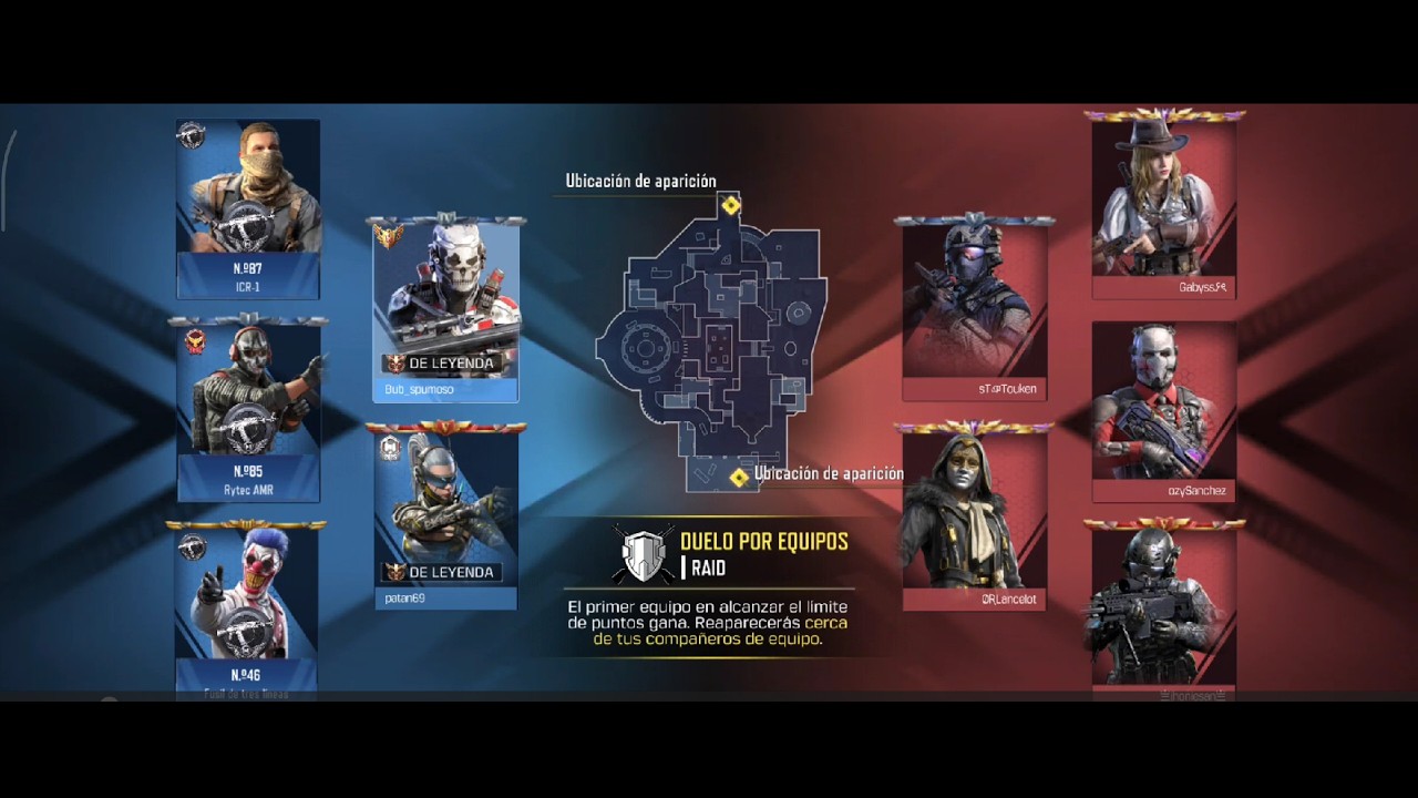 partida igualada en la nueva temporada de call of duty mobile de duelo por equipos en raid