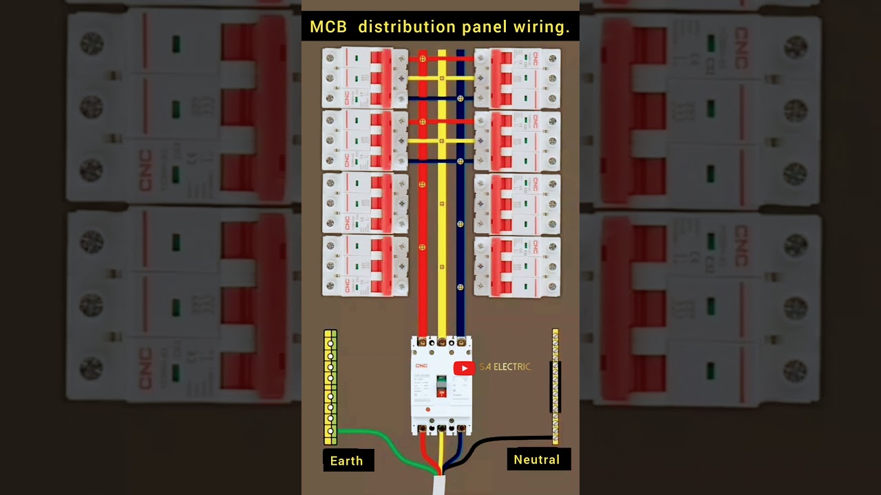MCB Distribution panel wiring.|3-phase distribution panel wiring in Animation. #shorts #panel #mcb