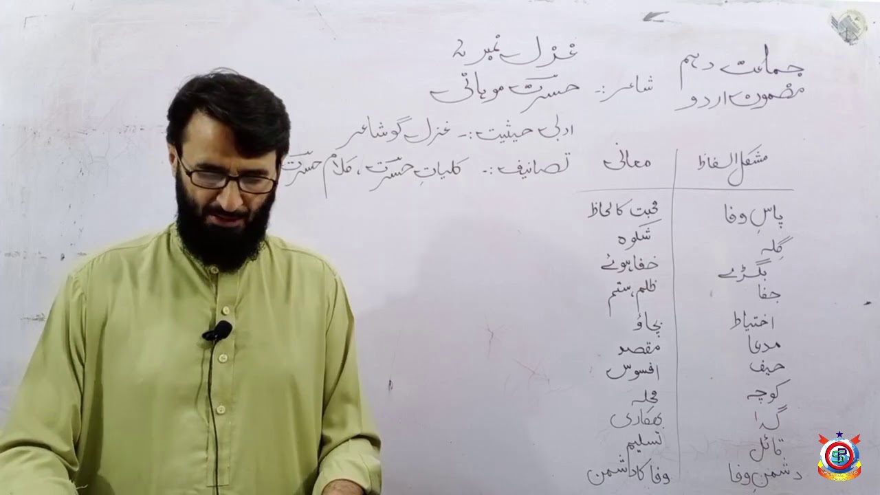 Class 10th Urdu Lecture 19  Hasrat Mohani