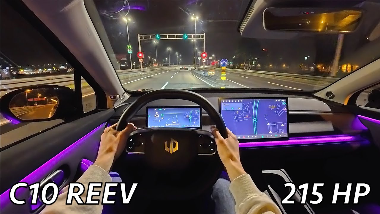 Leapmotor C10 REEV 2025 Night POV driving review (215 HP)