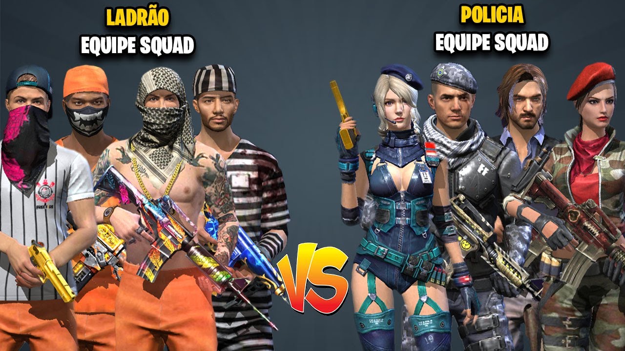POLICIA VS LADRÃO MODO SQUAD NO FREE FIRE - BIN 