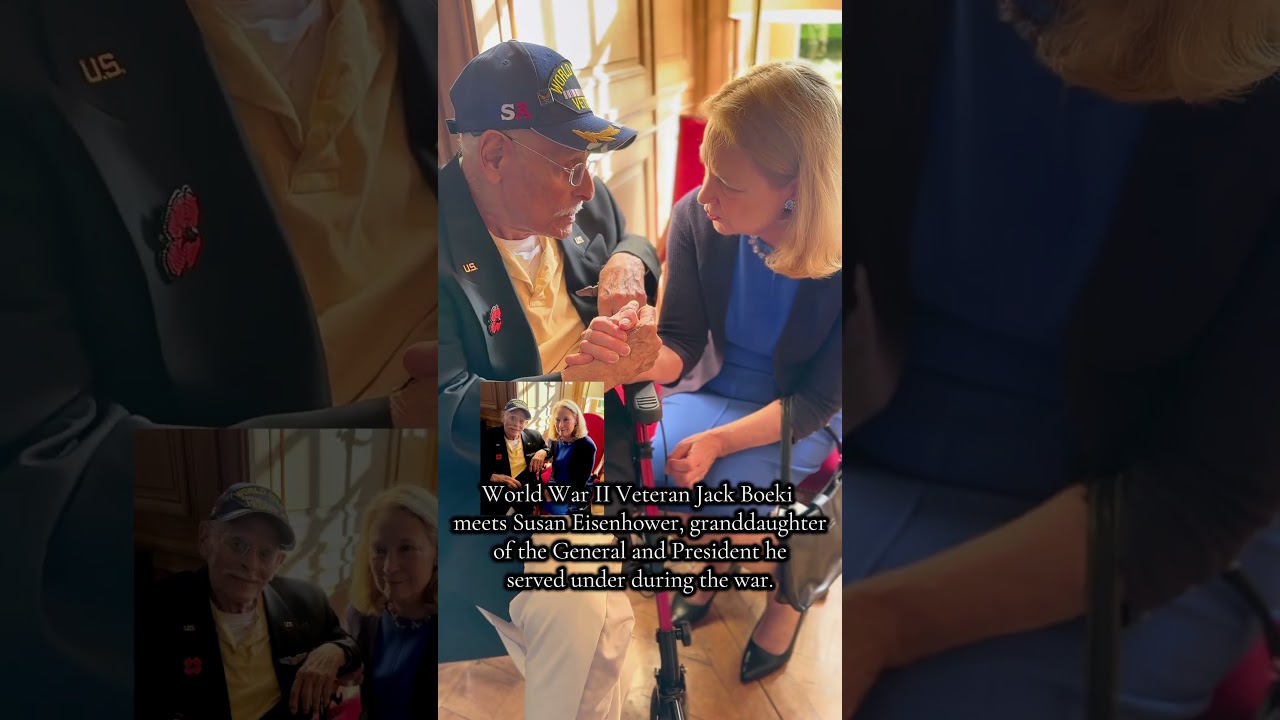 World War II Veteran Jack Boeki meets Susan Eisenhower, granddaughter of the General and President