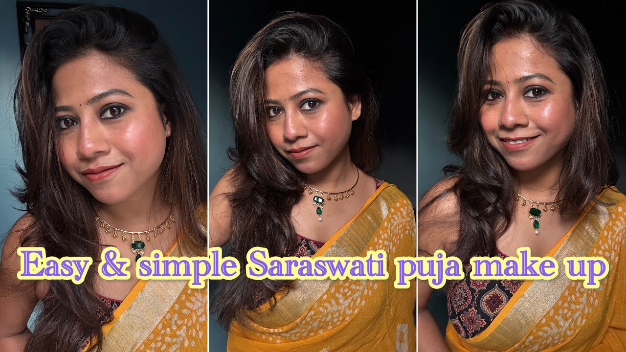 Easy & simple Saraswati puja make up look for beginners ❤️❤️ #thebongmamma #saraswatipujalook 
