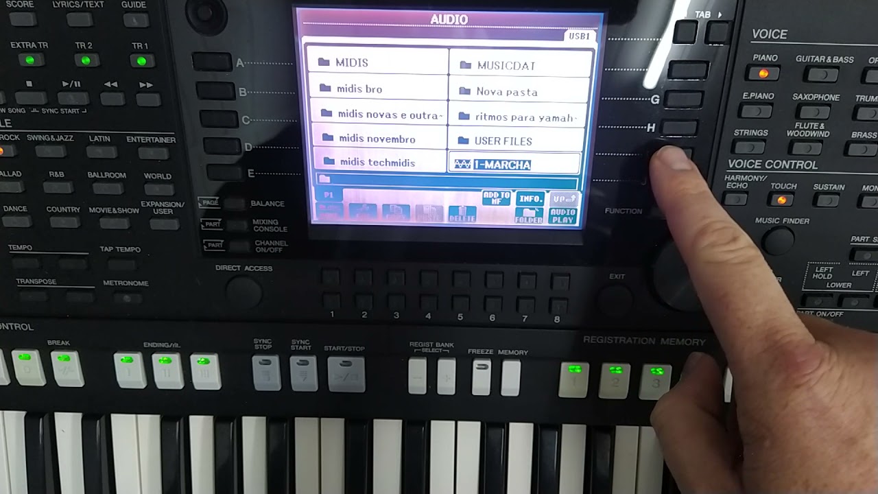 Como reproduzir áudio em wave no teclado yamaha 750/950