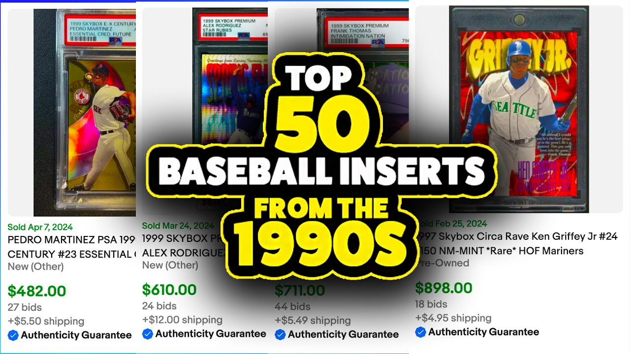 TOP 50 Baseball Card Inserts from the 1990's Recently Sold Worth BIG Money #baseballcards