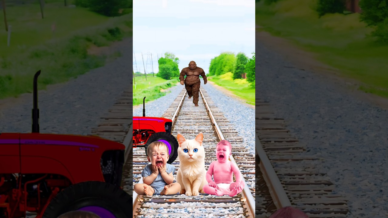 White colors Cute cat & babyvswolf&traindriver tom vfx #funny #video 🤣