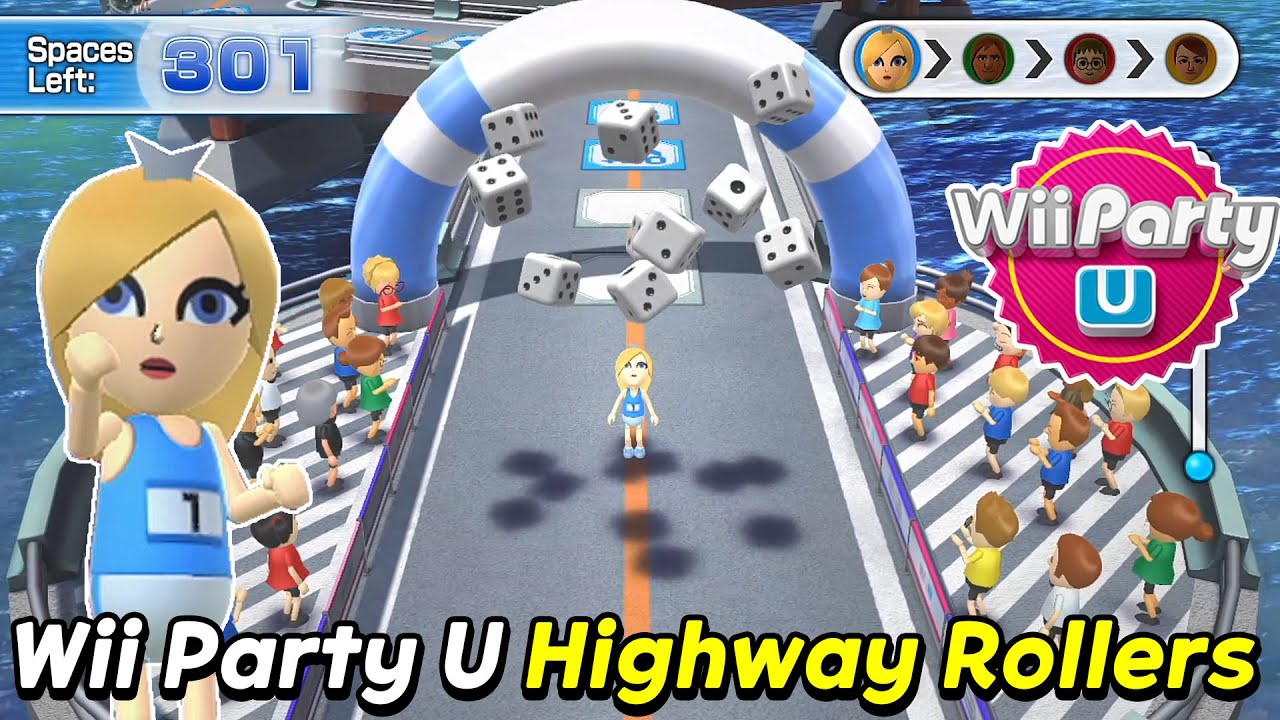 Wii Party U Highway Rollers Gameplay Rosalina Vs Skip Vs Leonel Vs Marie | AlexGamingTV