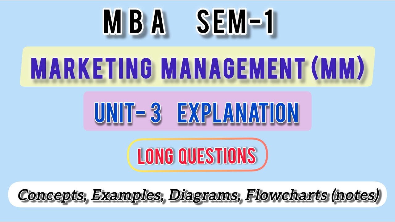 MARKETING MGT UNIT-3 || MBA SEM1 IMP QUESTIONS EXPLANATION with notes@lavanyarjun2005