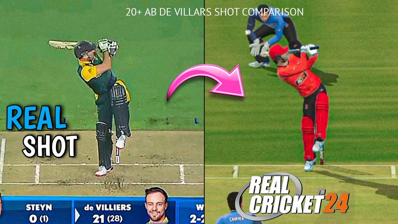 RC24 - Ab de Villiers All Shots Comparison 🔥 | REAL vs RC24 | With Shot Map Codes | @RealCricket