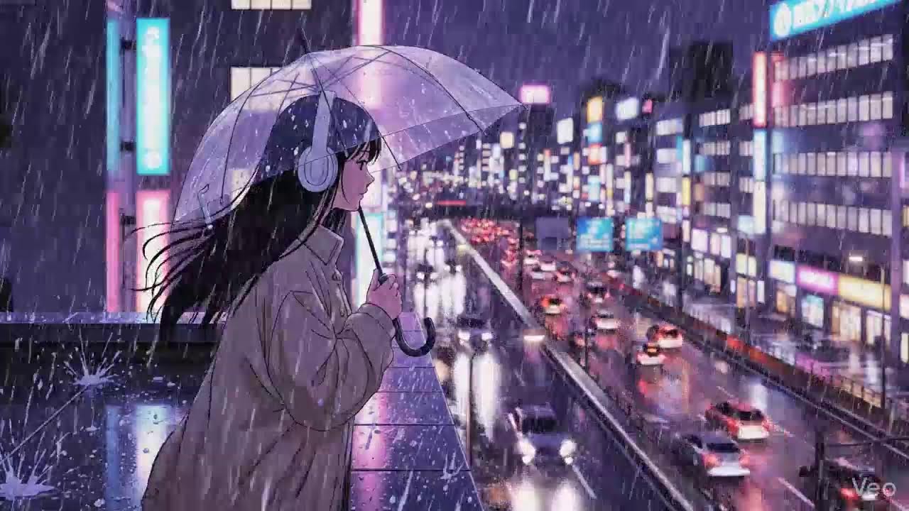 Rainy Night ASMR 🌧️ Neon Japan Lofi Chillhop