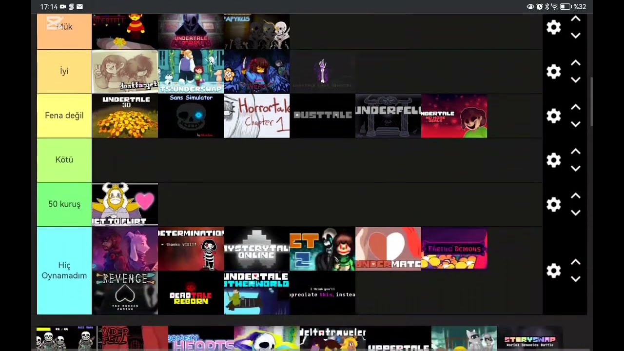 Undertale fan games tier tierlist