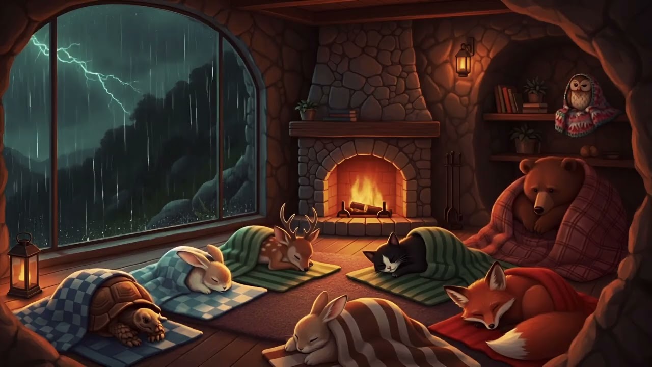 ASMR 돌돌이크루들 잠든 밤, 빗소리 힐링 11시간 | Sleeping Animals Rain Sounds 11 Hours Healing
