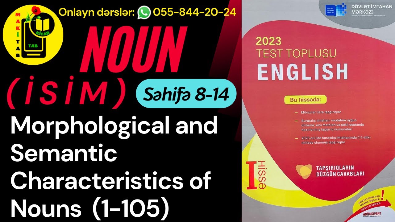DİM YENİ TEST TOPLUSU 2023 İNGİLİS DİLİ | NOUNS  Morphological and Semantic Characteristics of Nouns