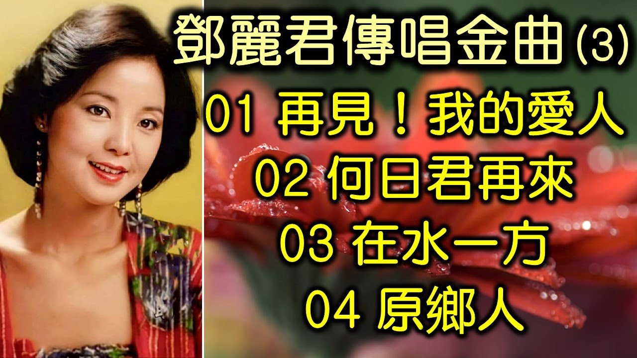 鄧麗君傳唱金曲 (3)（内附歌詞）01 再見！我的愛人；02 何日君再來；03 在水一方；04 原鄉人