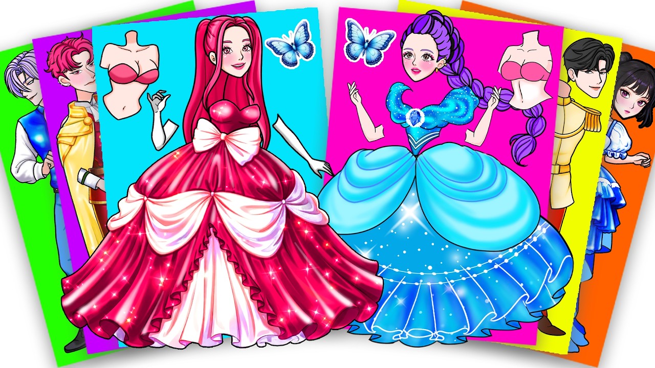 Blue VS Red RUMI MIRA Dress Up Princess Fashion Paper - Kpop Demon Hunters | Sticker Book DIY