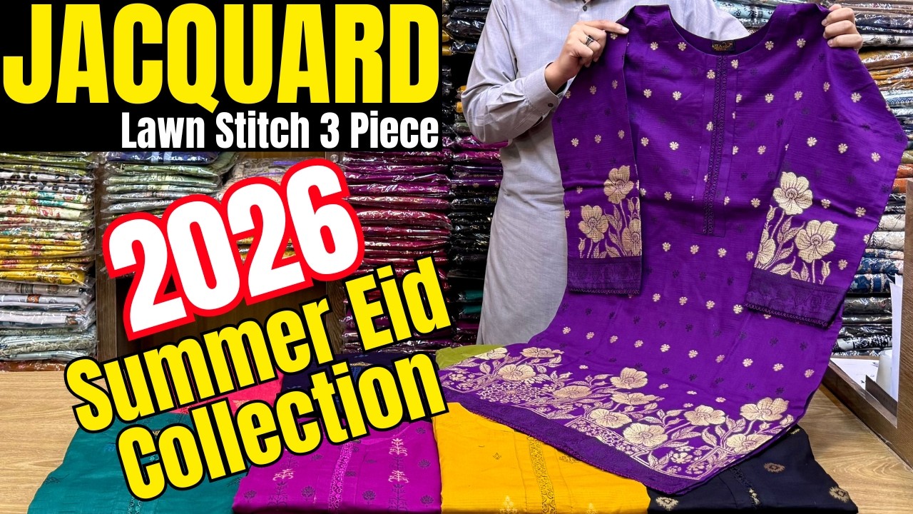 Jacquard Lawn 3 Piece Stitch By AIZA | 2026 Summer Collection | Beautiful Designs | Premium Quality