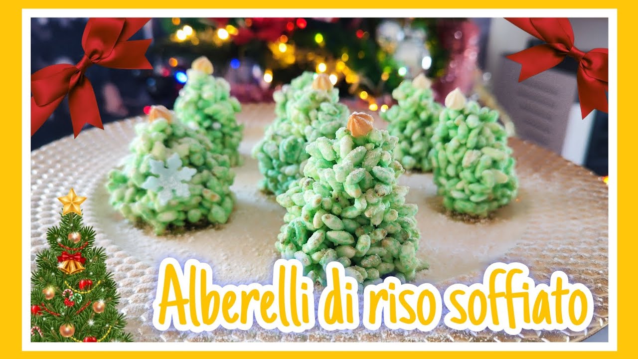 Alberelli di riso soffiato 🎄  dolce facilissimo da fare per Natale 🎄 #food #recipe #christmas