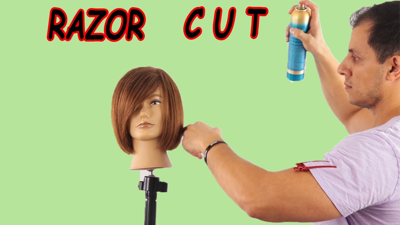 How to cut bob with razor tutorial step by step, razor short haircut #bob#razorcut