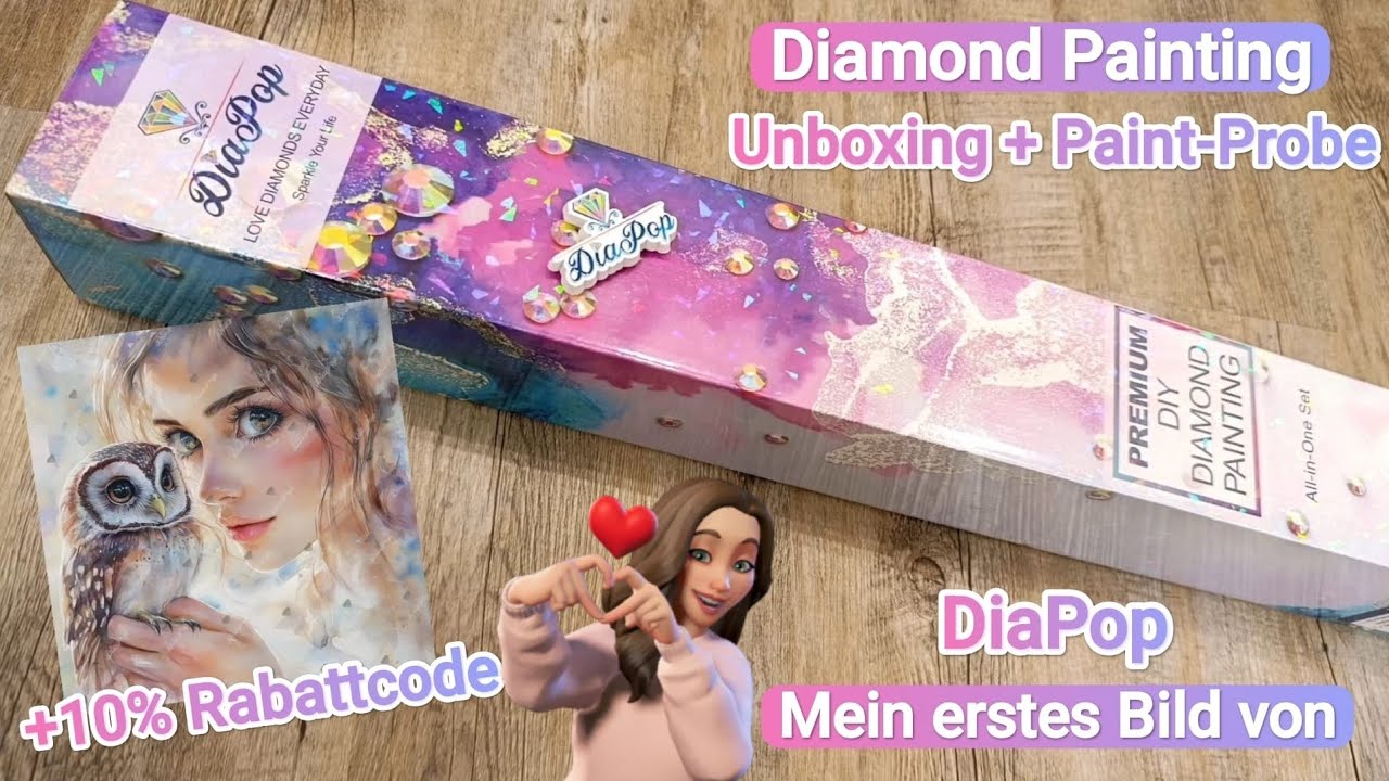 💎DiaPop Diamond Painting Unboxing + Paint-Probe | Die Wächterin der Weisheit ✨Neuer Shop+10% Rabatt
