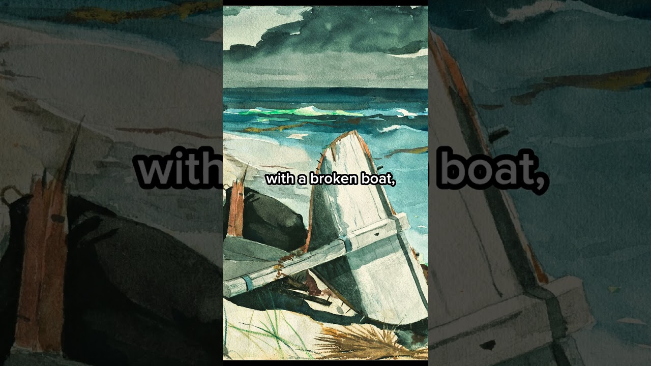 A man is stranded with pieces of his ship #painting #history #art