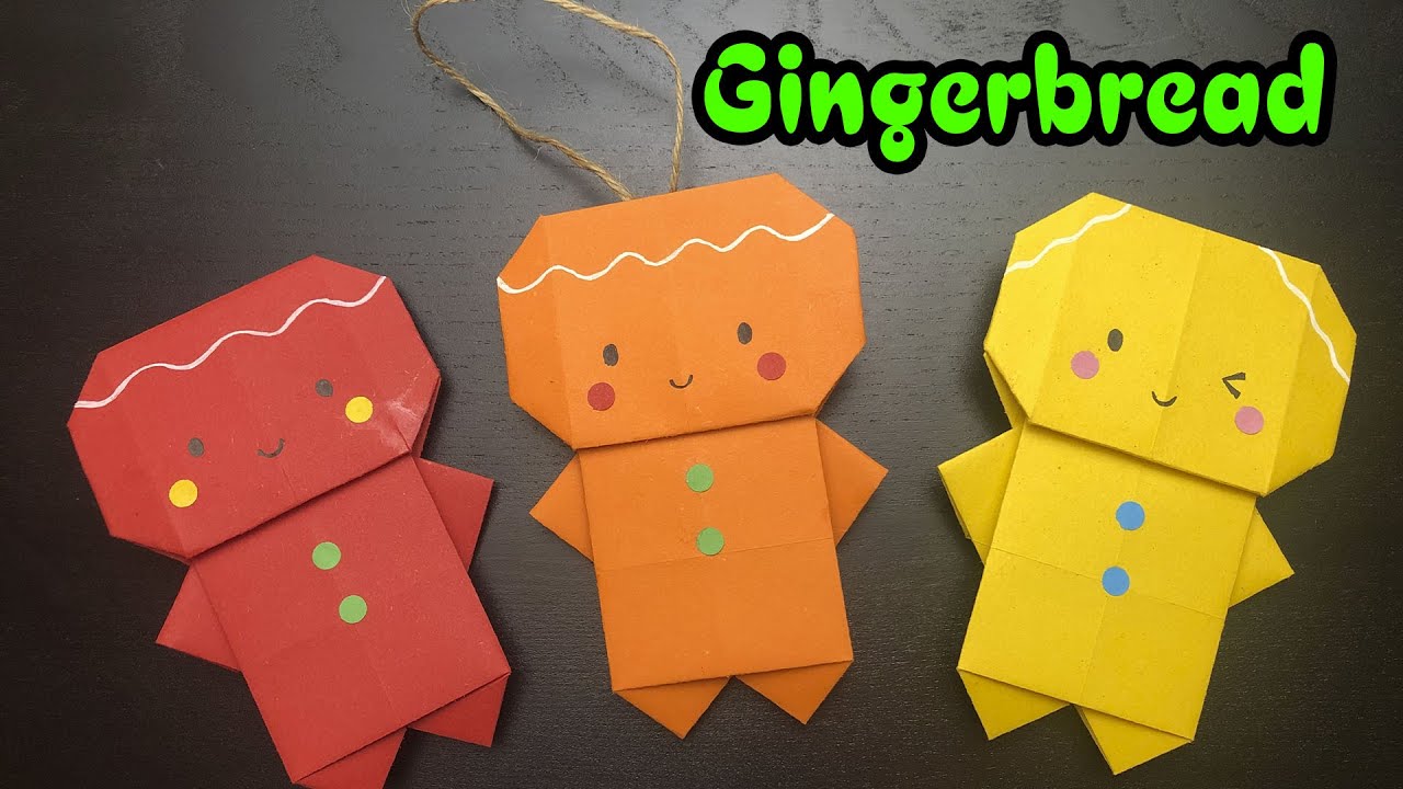 Origami Paper Gingerbread Man - DIY Christmas Decoration Ideas