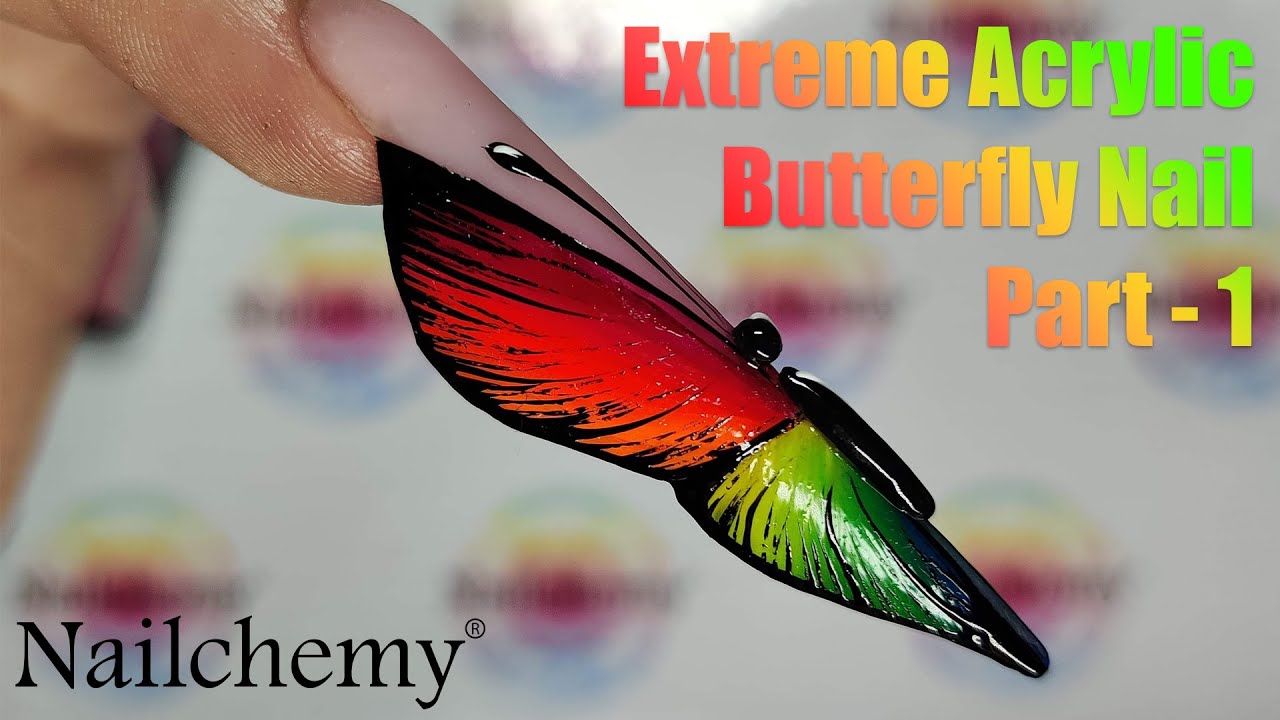 Extreme Acrylic Butterfly Nail Tutorial - Part 1