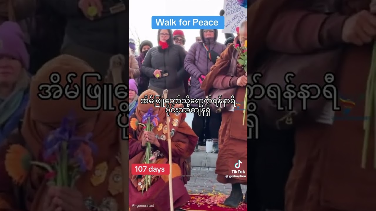 Walk for peace 💙 🩵107 dayအားလုံး ကျန်းမာအသက်ရှည်ပါေစအနာရောဂါကင်းရှင်းပါစေချမ်းသာကြွယ်ဝကြပါစေ🙏🕊🕊💙💙🦋🦋