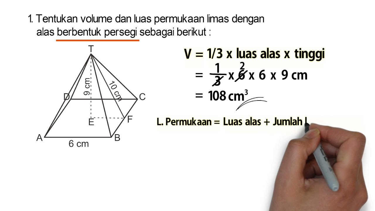 Cara Menghitung Volume dan Luas Permukaan Limas Segi Empat