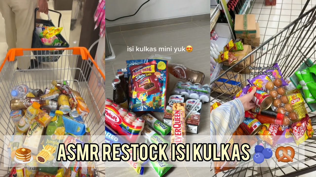 ASMR Restock Isi Kulkas x Grocery Shopping part 137 🫐🫔