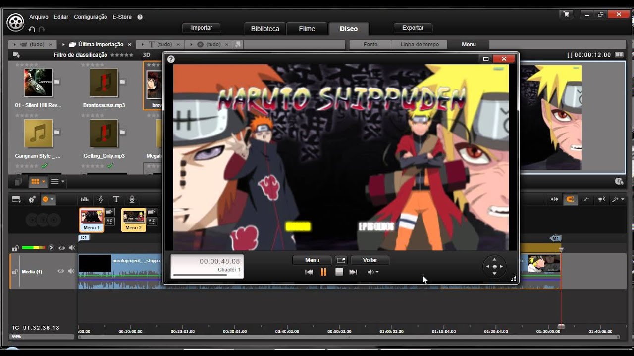 tutorial Pinnacle Studio 16 - como criar e gravar um DVD personalizado profissional parte 2