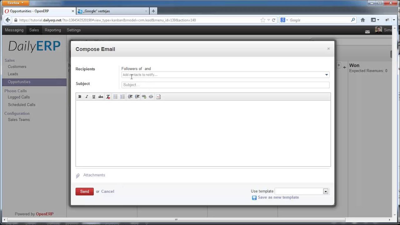 OpenERP 7 Tutorial #4 - CRM