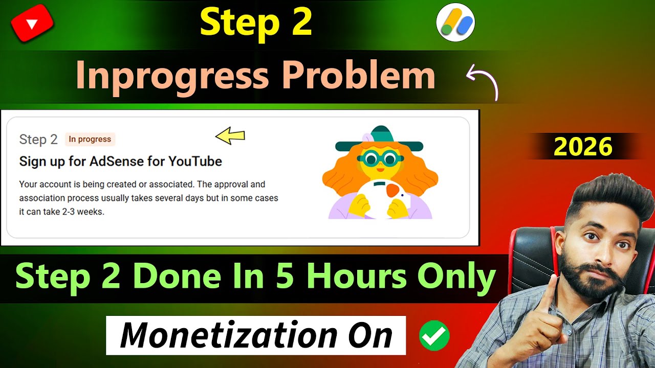 Step 2 inprogress sign up for adsense for youtube | Monetization step 2 inprogress problem solution