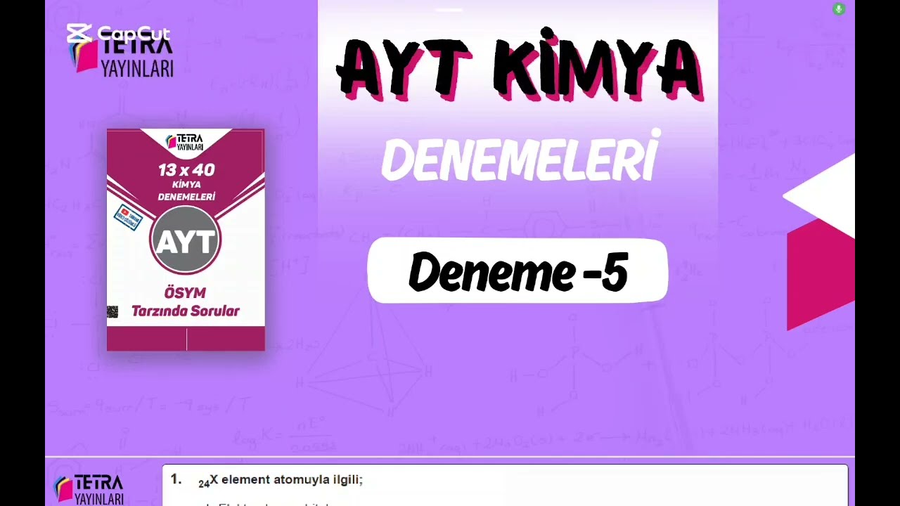 AYT Kimya 5.Deneme Tetra Yayınları 