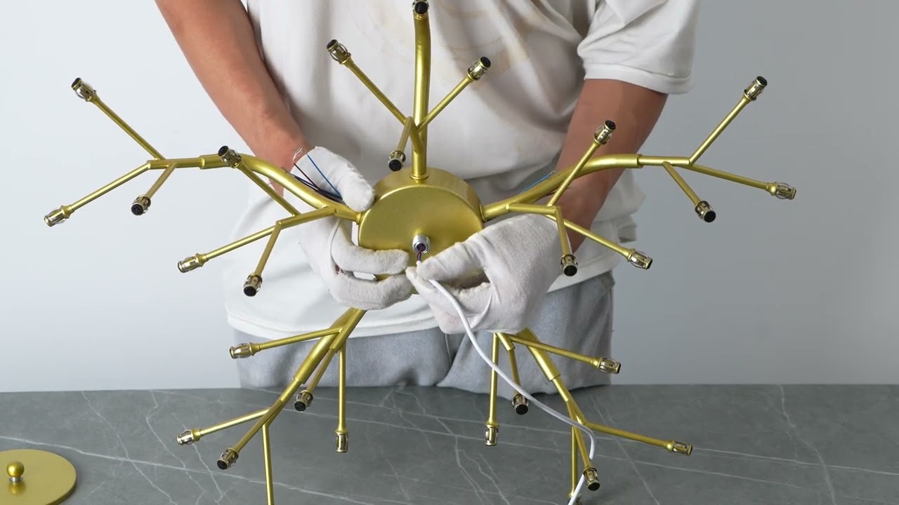 LED Firefly Sputnik Chandelier installation