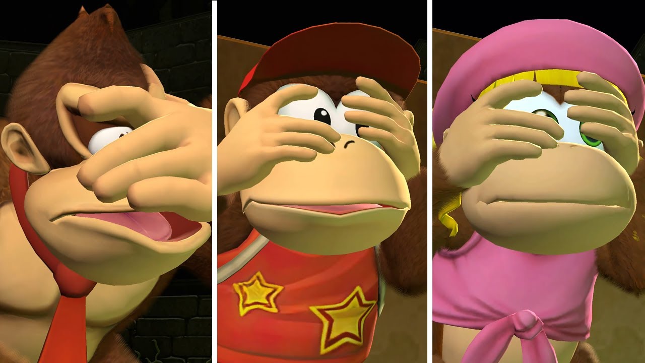 Donkey Kong Country Returns HD - All KONG Reactions to Bosses