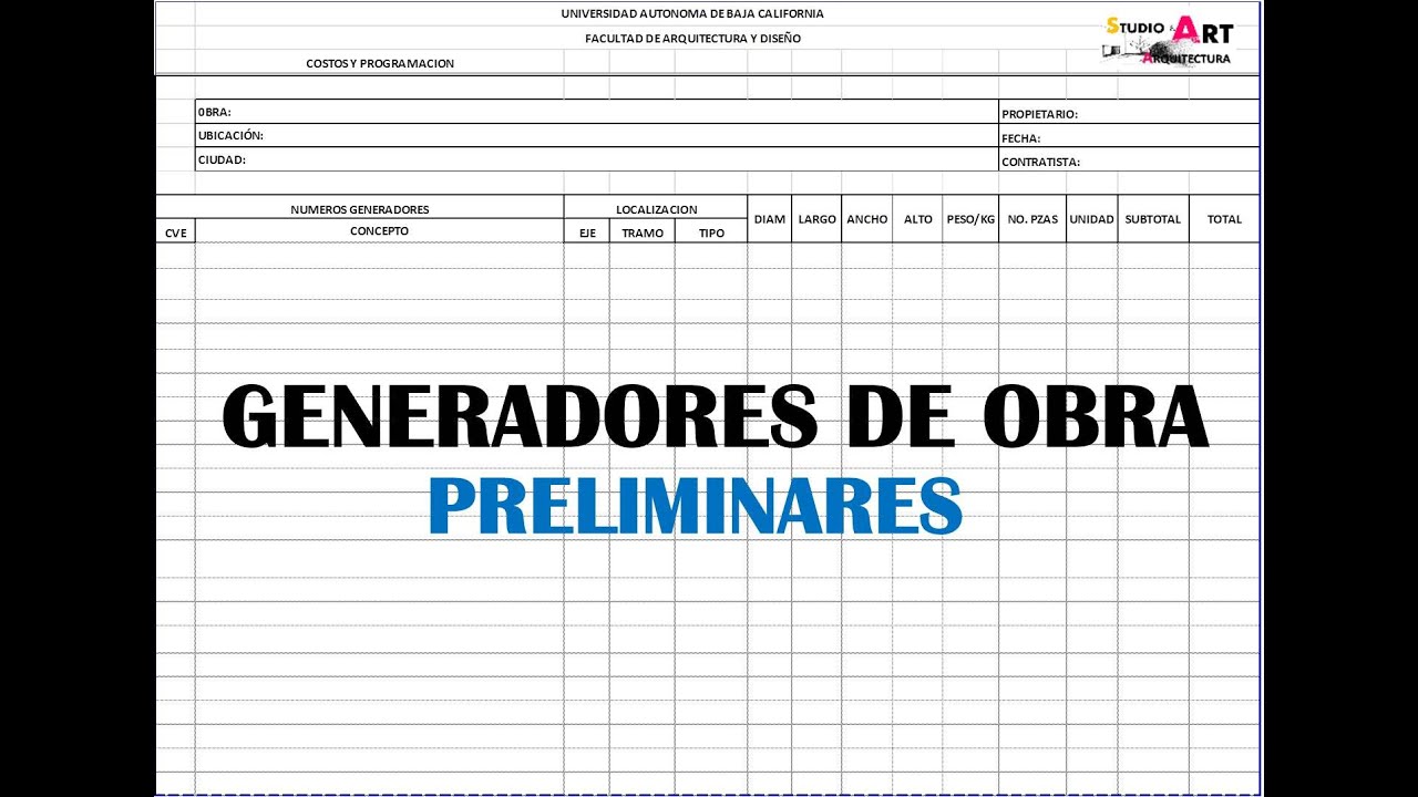 ¿COMO HACER GENERADORES DE OBRA? Partida 1 (Preliminares)