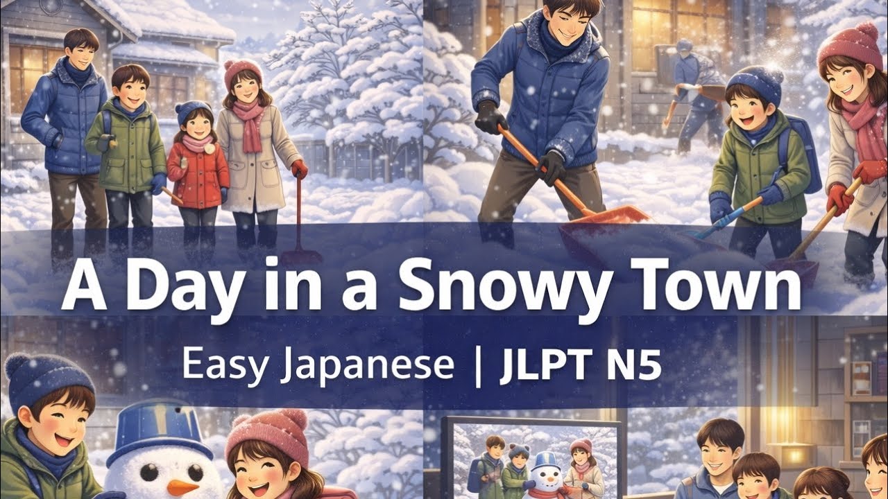 A Day in a Snowy Town ❄️ | Easy Japanese Listening (JLPT N5)